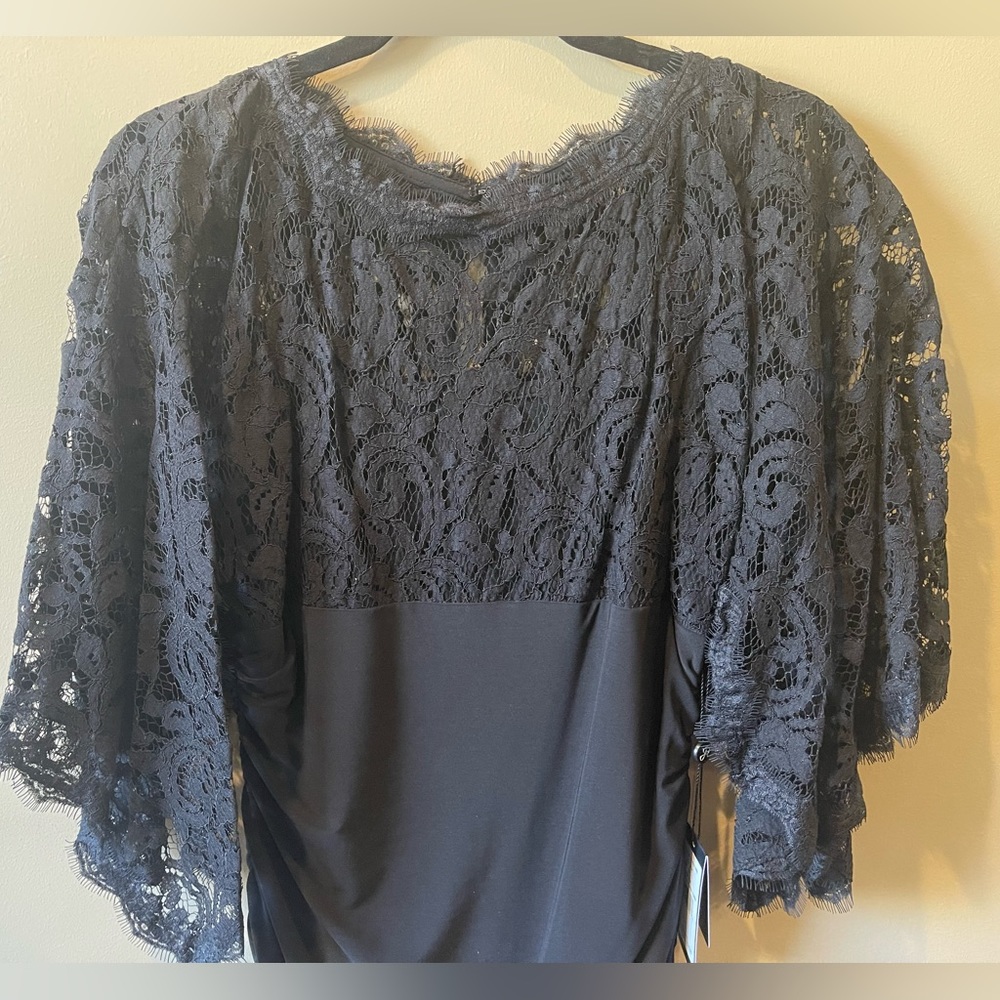 Adrianna Papell Kimono Sleeve Lace And Jersey Combo Dress, Black - NWT - Picture 7 of 7